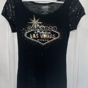 Black Sequin Las Vegas Graphic Women's Top
